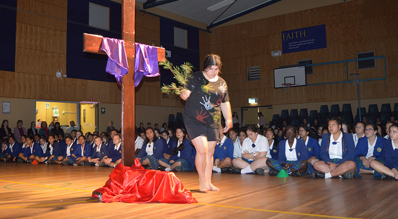 Nagle College Blacktown students performing stations of the cross
