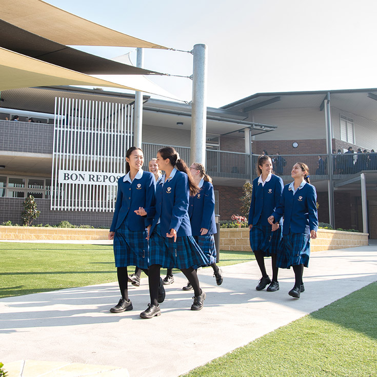 Cerdon Catholic College Merrylands students walking to class