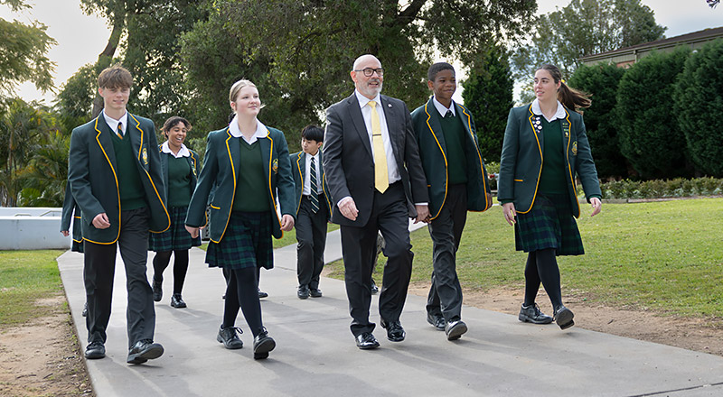 St Patrick's Marist College Dundas Principal Paul Ryan and Student Leaders