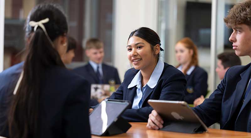 St Columba's College Springwood students using iPads to assist in learning