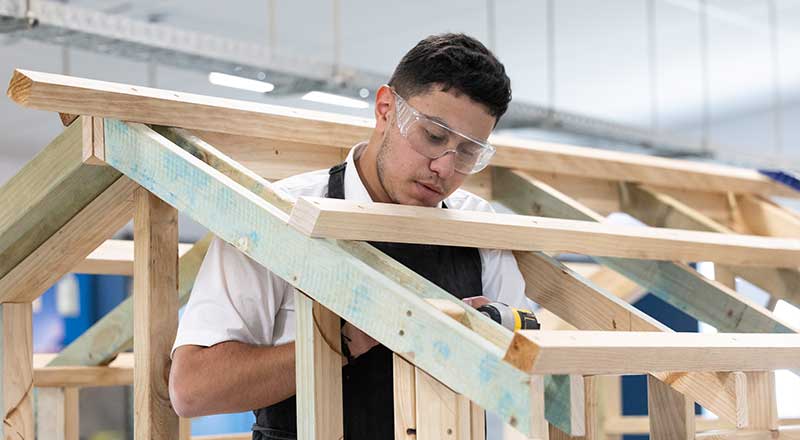 Xavier College student in shop class
