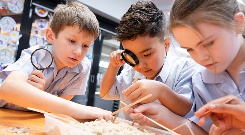 Boy and girl excited to learn at St Bernadette's Primary Lalor Park