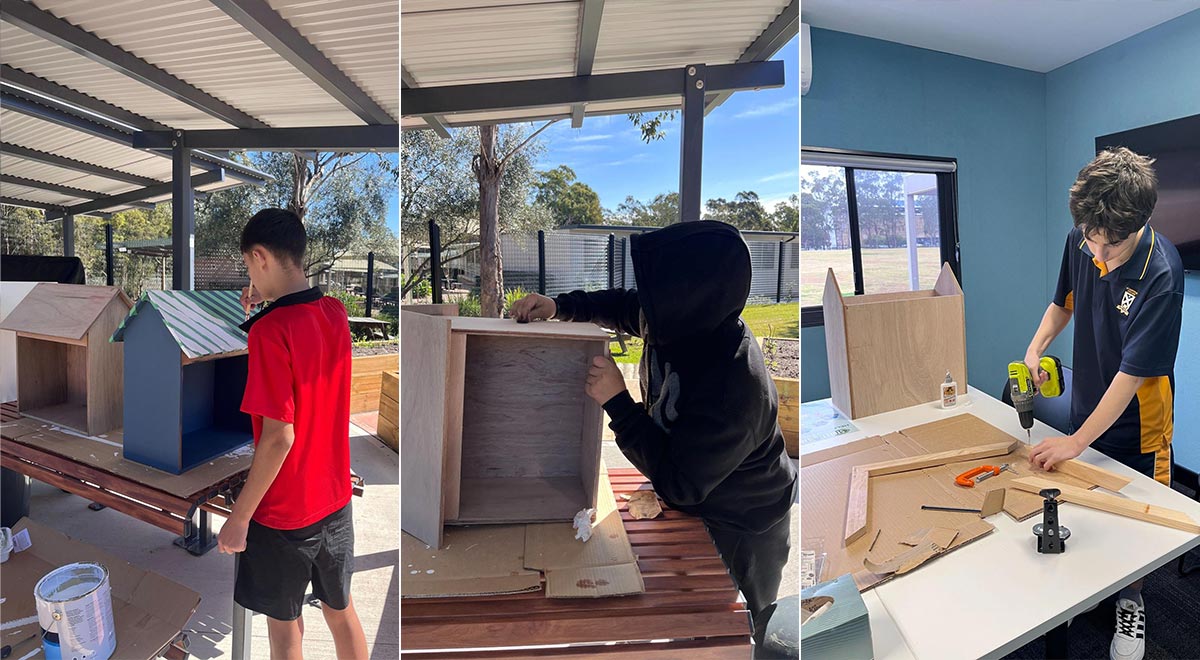Marist Learning Zone students constructing Street Libraries