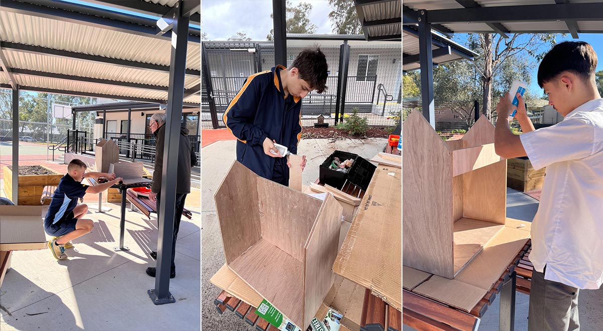 Marist Learning Zone students constructing Street Libraries