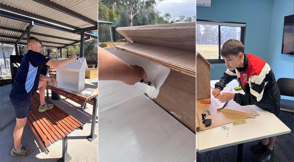Marist Learning Zone students constructing Street Libraries