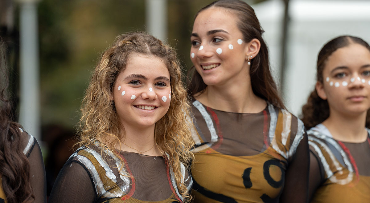 3 CSPD students wearing Traditional Aboriginal Paint